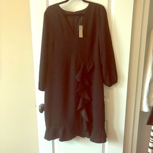 NWT ruffle black J. Crew dress tall size 14